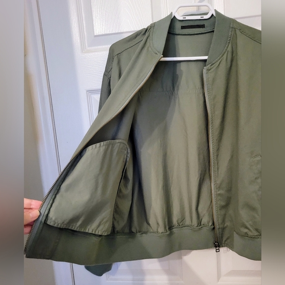 Light Green Cotton Bomber Jacket - Picture 3 of 8